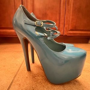 Ami Clubwear Neon Blue Strappy Heels Size 6.5